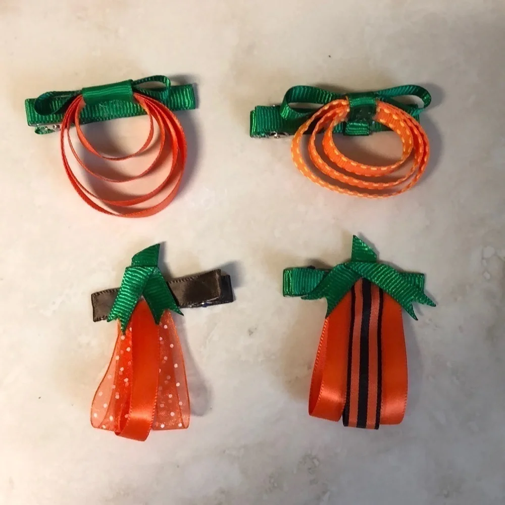 2/$15 Set of 8 Halloween Hair Clips | Orange & Black | Kids